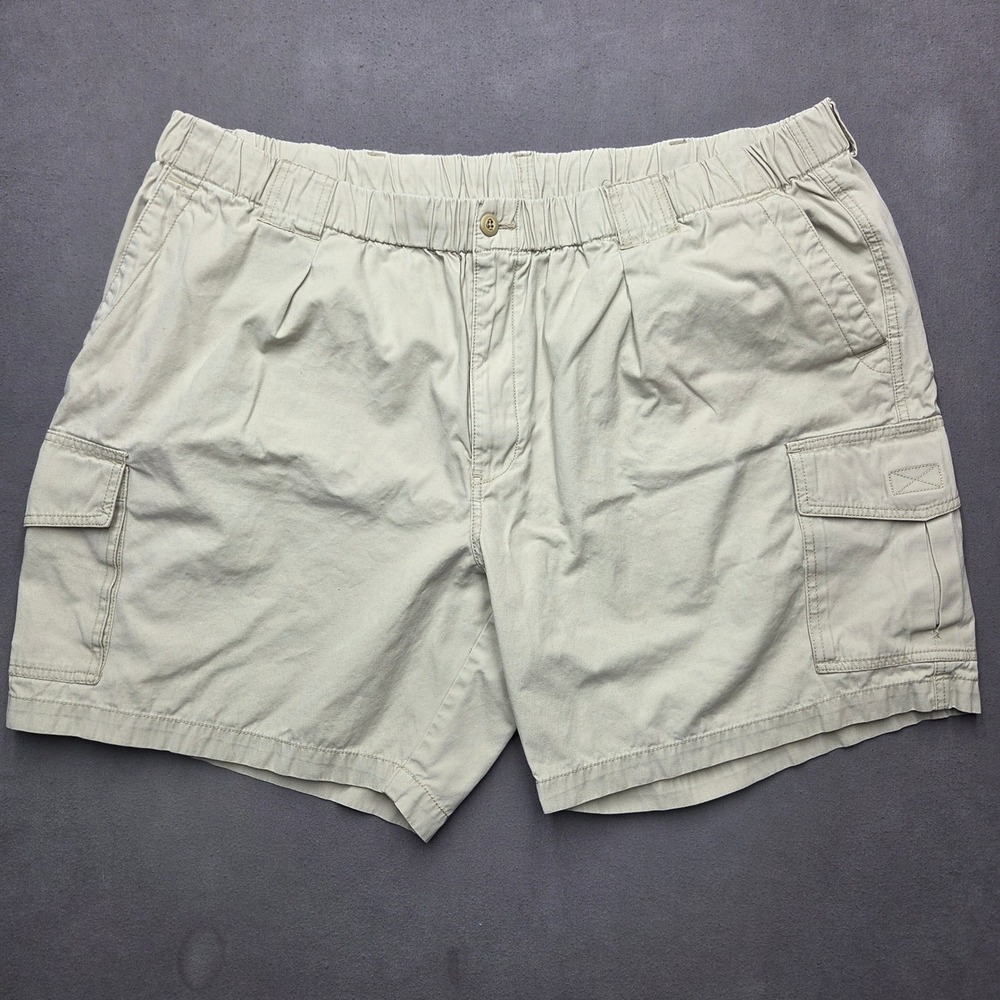 Tommy Bahama Shorts Mens 3XLB Big Khaki Cotton Elastic Waist Cargo Relax Hula